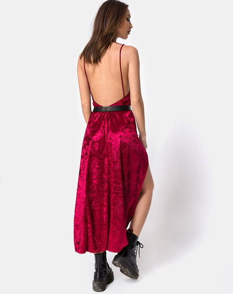 Hime Maxi Dress in Burgundy Velvet