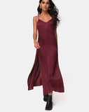 Image of Hime Dress in Satin Cheetah Burgundy