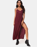 Image of Hime Dress in Satin Cheetah Burgundy