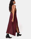 Image of Hime Dress in Satin Cheetah Burgundy