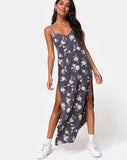 Hime Maxi Dress in White Rose Grey