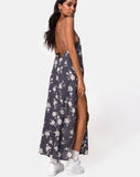 Hime Maxi Dress in White Rose Grey