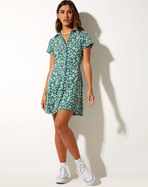 Image of Holma Mini Dress in Floral Field Green