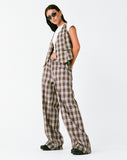 Image of MOTEL X OLIVIA NEILL Hondra Trouser in Check Tan Brown