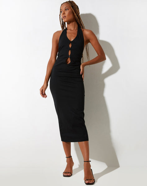 image of Housna Midi Dress in Lycra Black