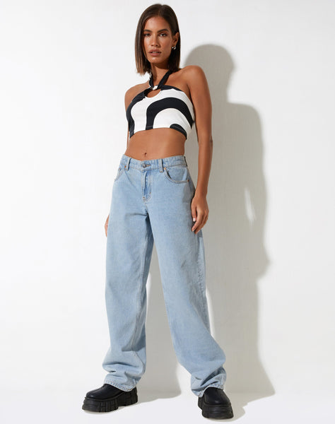 Iamah Crop Top in Optic Swirl Black and White