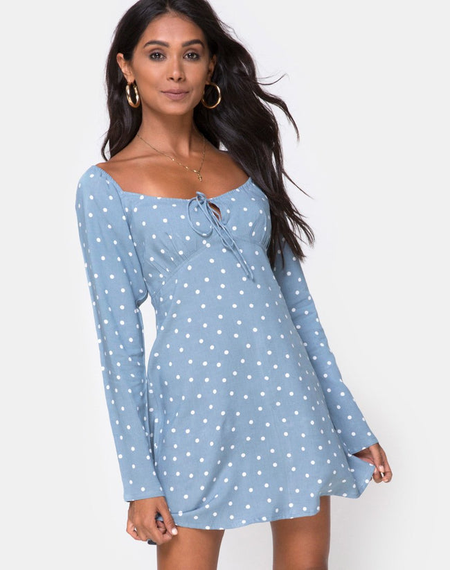 Ilova Dress in Skater Polka Blue