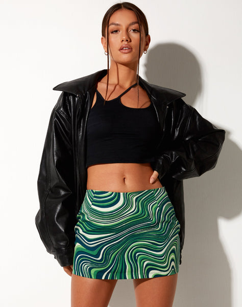 Image of Ima Mini Skirt in 70s Ripple Green