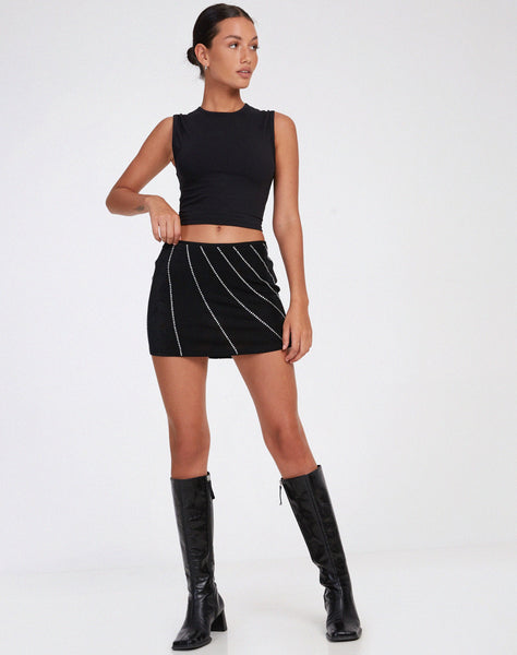 image of Ima Mini Skirt in Crepe Black Hotfix