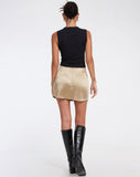 image of Ima Mini Skirt in Satin Olive Gold