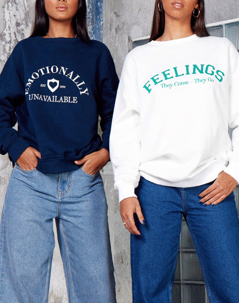 Ted Sweatshirt in Navy 'Emotionally Unavailable'