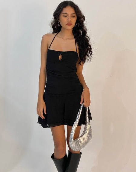 Duri Mini Dress in Black Velvet