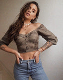 Flory Crop Top in Satin Rose Silver Grey