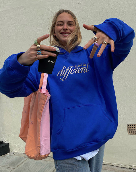 Image of Oversize Hoodie in Cobalt It Just Hits Different Embro