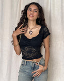 image of Rufte Top in Lace Black