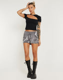 image of Ina Low Rise Mini Skirt in Dystopian Crease Grey