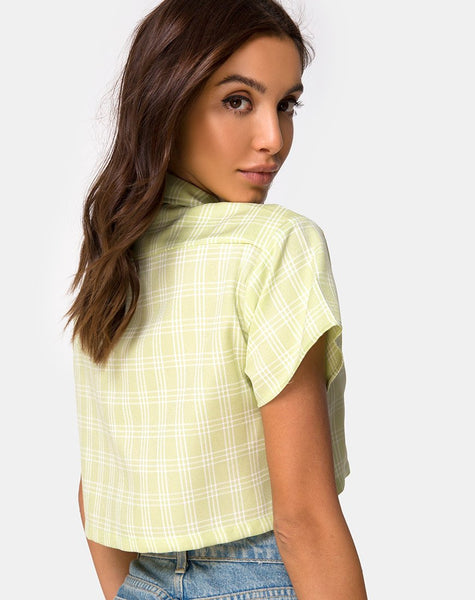 Indiana Cropped Shirt in Sage Check