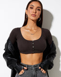 Ineke Crop Top In Rib Blackened Pearl