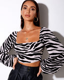 Irene Crop Top in Huge Zebra