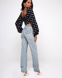 Irene Longsleeve Top in 80's Polka Black