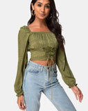 Iris Crop Top in Satin Cheetah Khaki