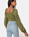 Iris Crop Top in Satin Cheetah Khaki