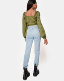 Iris Crop Top in Satin Cheetah Khaki