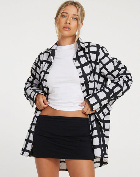 Bonnie Crop Top in Mono Painted Check Black