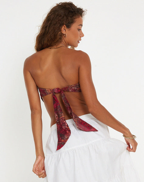 image of Iryas Bandeau Top in Abstract Paisley Red