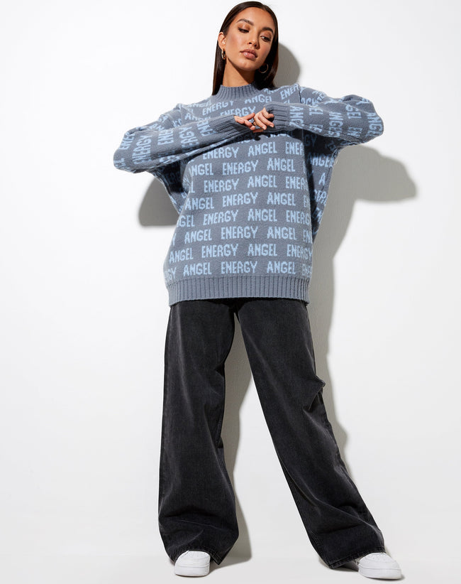 Image of Iskov Jumper in Soft Grey and Powder Blue Angel Energy