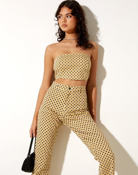 Image of Izara Corset Top in Wavy Checker Yellow