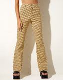 Image of Zoven Flare Trouser in Wavy Checker Yellow