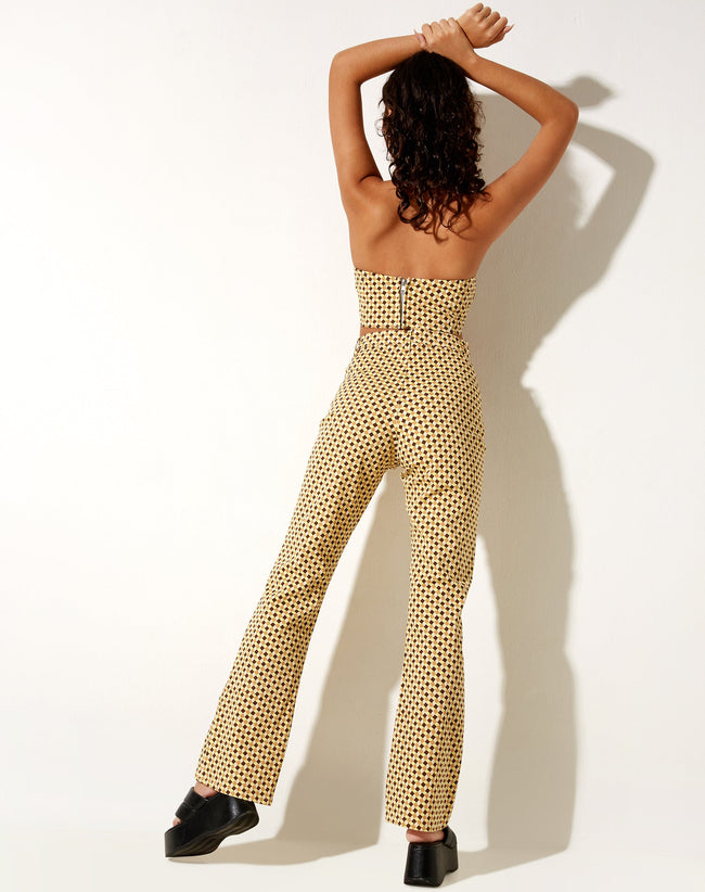 Image of Zoven Flare Trouser in Wavy Checker Yellow