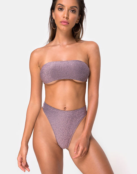 Izarla Bikini Tube Top in Gunmetal Glitter