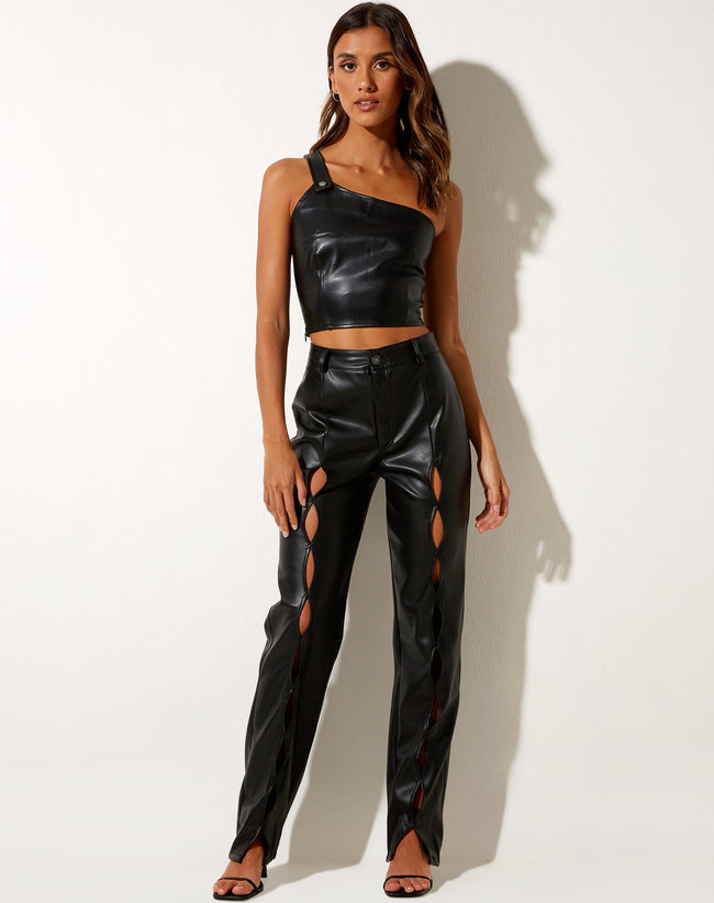 Jacinta Trouser in PU Black