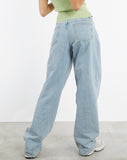 image of Low Rise Parallel Jeans in Light Wash Blue