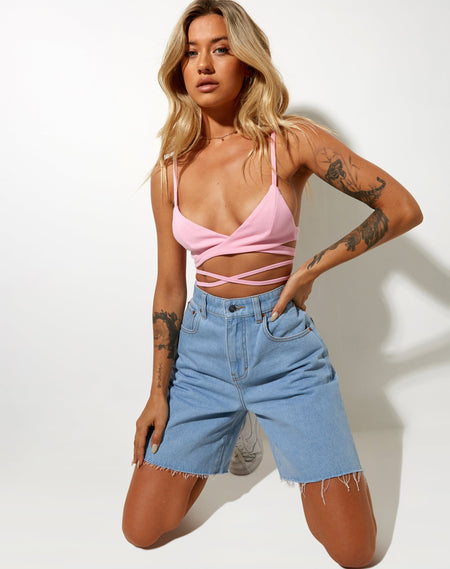 Mayrinda Crop Top in Lace Sweet Pink