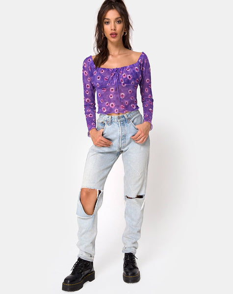 Janina Top in Daisy Daze Purple