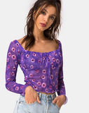 Janina Top in Daisy Daze Purple