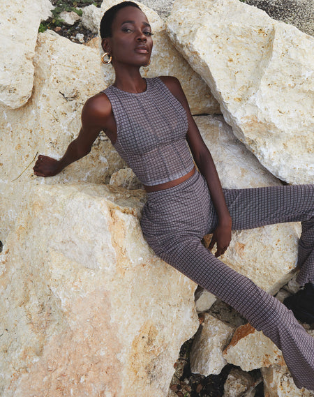 Ivy Vest Top in Rib Black with Black Stitching