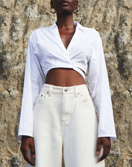 Tronis Crop Top in Rib Star White