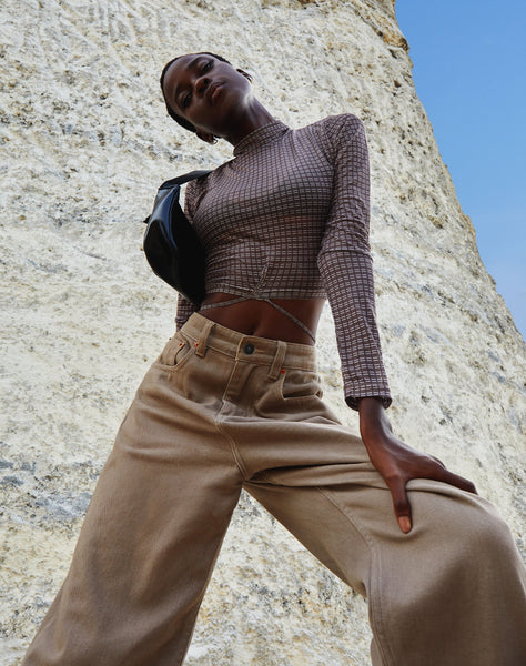 Image of Sahila Crop Top in Mini Check Chocolate