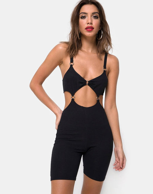 Jaso Cutout Unitard in Black