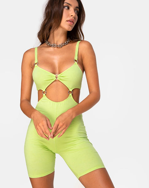 Jaso Cutout Unitard in Lime