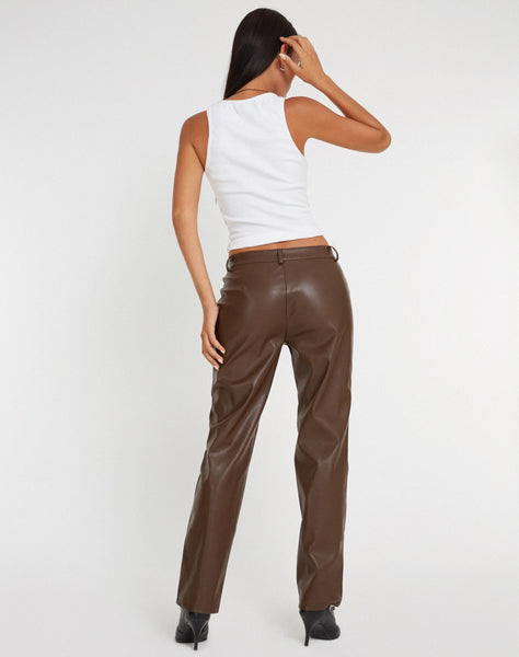 Image of Jastara Straight Leg Trouser in PU Brown