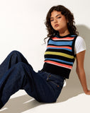 Image of Jaya Vest in Multi Stripe Blue Black