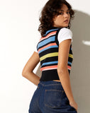 Image of Jaya Vest in Multi Stripe Blue Black