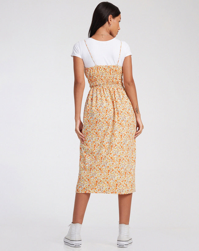 image of Jayko Midi Dress in Ditsy Tangerine