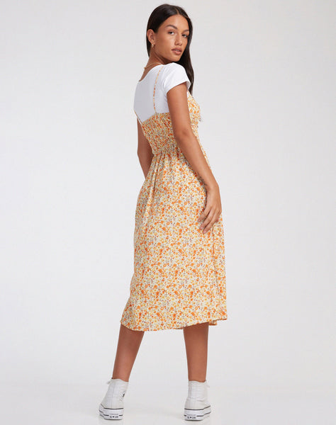 image of Jayko Midi Dress in Ditsy Tangerine