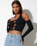 image of Jayne Crop Top in Lycra Black